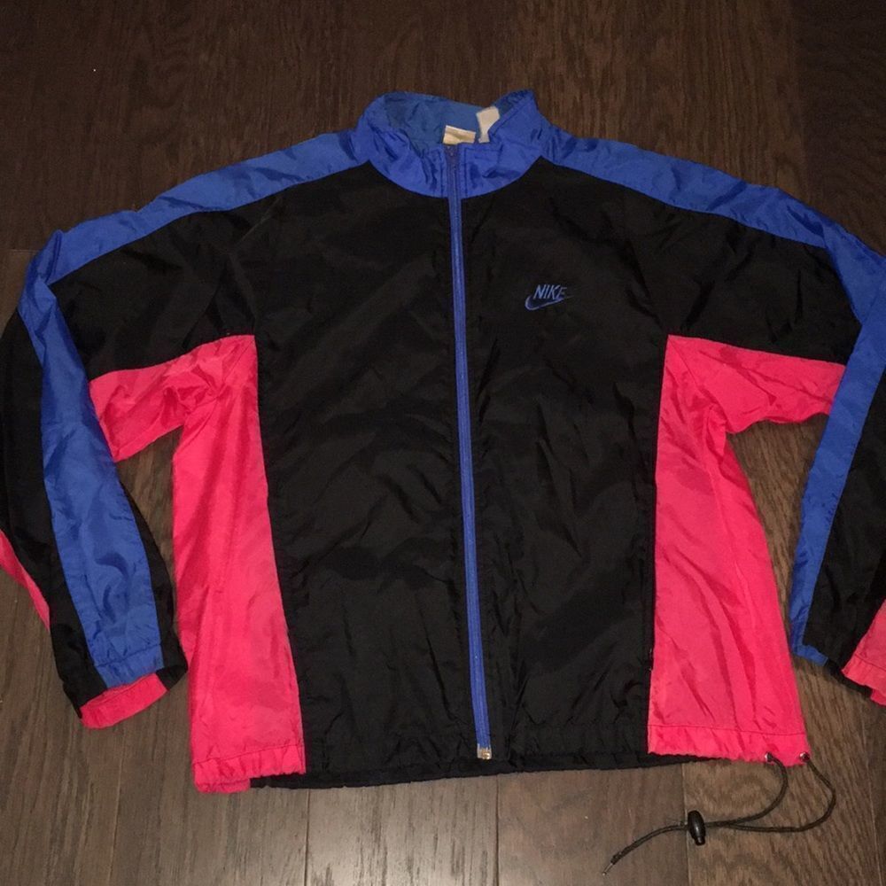 Vintage 1980’s Nike Nylon 3 color track running windbreaker jacket-M retro men’s